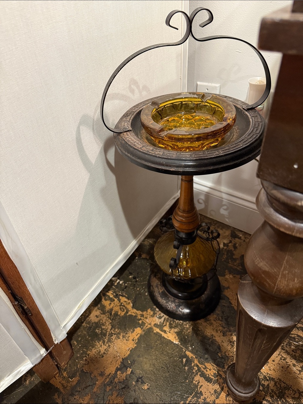 Vintage Amber Glass Ashtray Decorative Accent - Amber Color